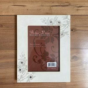 Boho-Luxe Boutique Collection: 5” x 7” Floral & Rhinestone Photo Frame